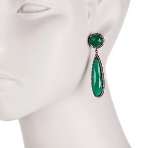 ADORNIA FINE Gillian Green Onyx Teardrop Earrings